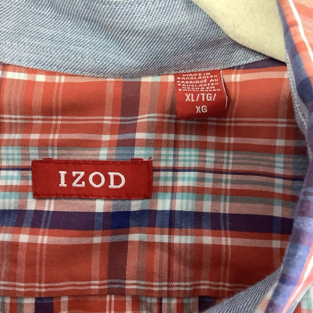 Men's Izod Short Sleeve Plaid Button Front Shirt Size XL/XG‎ - Picture 4 of 8